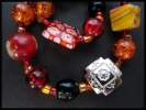 Rotes Armband mit Millefioriglas und Tibetsilber UNIKAT