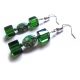 Grüne Ohrringe aus Glaswürfeln und Millefiori Perlen