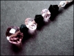 Schwarz rosa Ohrringe aus geschliffenem Kristallglas UNIKAT