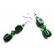 Grüne Ohrringe aus Kristallglas mit Silberrahmen