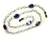 Silberfarbene Brillenkette mit bunten Glasperlen von maxmuc