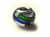 European Bead Glas italian Style silberfarben blau grün orange