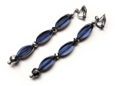 Blaue lange Ohrhänger / Ohrclips