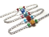 maxmuc bunte Brillenkette mit Würfel Glasperlen