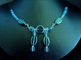 Türkises Glas Collier mit Ohrringen Unikat