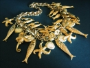 Fisch Collier mit Meerestieren goldfarben