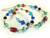 Buntes Schmuckset aus Fusskettchen, Armreif und Ohrhängern - bunter Glasschmuck