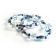Flexibles blau weisses Fußkettchen aus Kristallglas und filigranem Tibetsilber