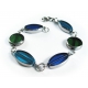 Blau grünes Armband / Armkette mit Glasperlen mit Silberrand