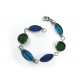 Türkis blau grünes Armband / Armkette mit Kristallglasperlen mit Silberrand