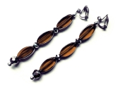 Braune lange Ohrclips Ohrringe aus Glas 1