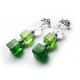 Mitellange grün silberfarben Ohrclips aus Glas und Metallperlen