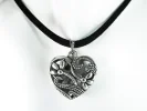 Trachtenherz Halsband - Silber Trachtenherz an schwarzem Halsband und Ohrringe Schmuckset - Trachtenschmuck Dirndlschmuck