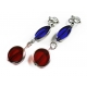 Rot Blaue Ohrclips Ohrhänger aus Kristallglas mit Silberrahmen