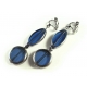 Blaue Ohrclips Ohrhänger aus Kristallglas mit Silberrahmen