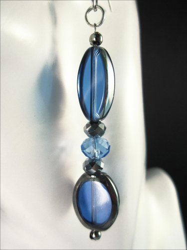 Lange blaue Ohrhänger aus Kristallglas - Glasschmuck