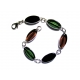 Schwarz braun grünes Armband mit Silberrand Glasperlen - Glasschmuck