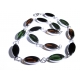 Schwarz braun grüne Halskette aus Kristallglas als Gliederkette - Glasschmuck