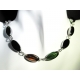 Schwarz braun grüne Halskette aus Kristallglas als Gliederkette - Glasschmuck